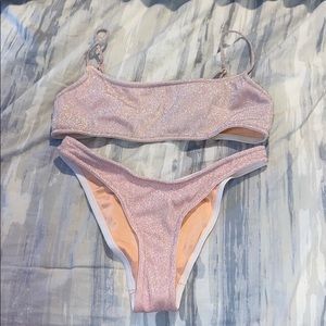 TRIANGL size L top pink sparkle